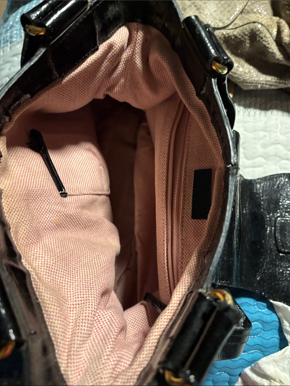 Dooney & Bourke Black Patent Tote with Gold Hardware - Picture 6 of 10